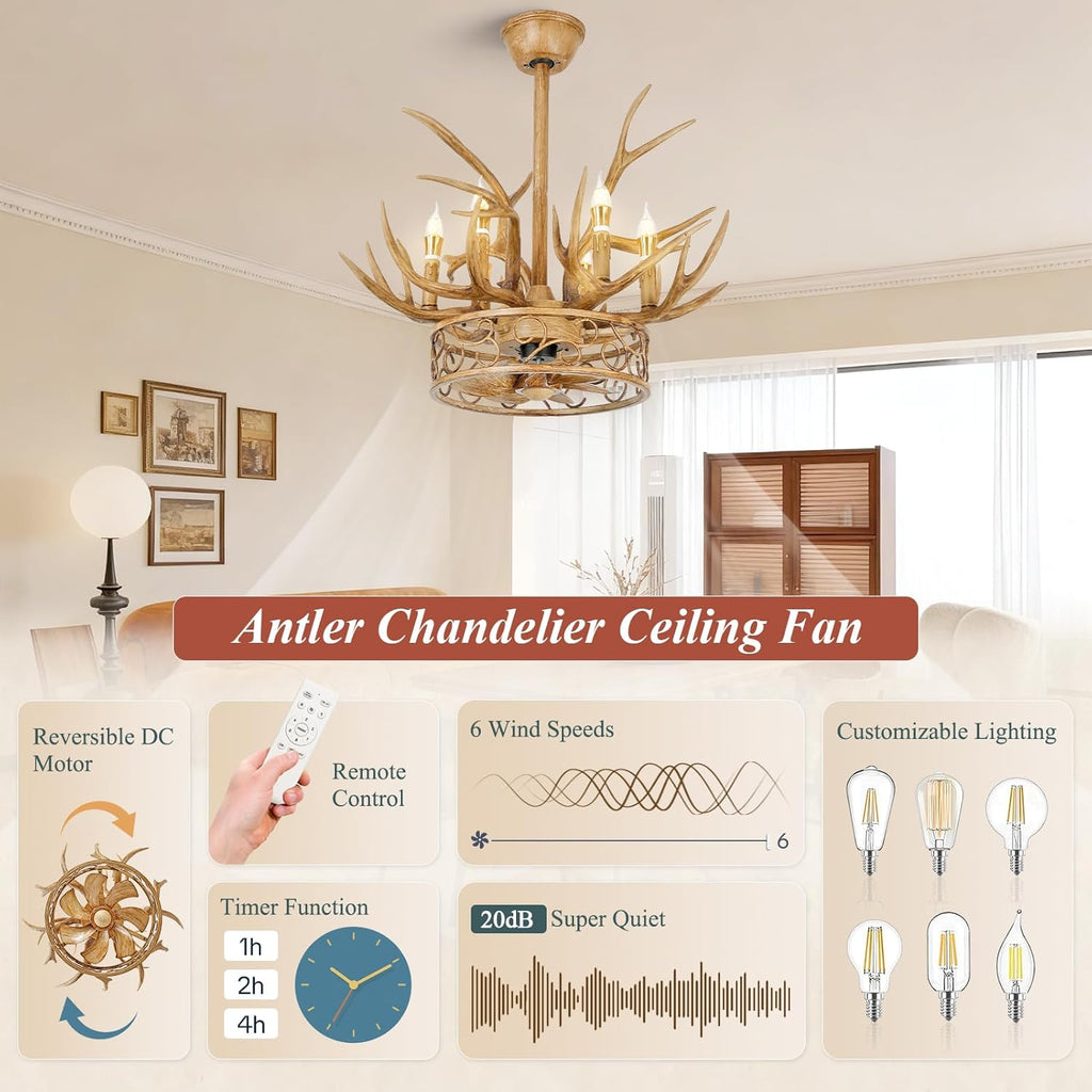 ✨🏡 Rustic Glow Chandelier 🌿💡